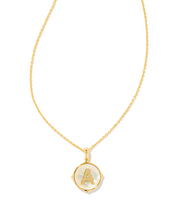 Load image into Gallery viewer, Kendra Scott Gold Letter Disc Pendant In Iridescent Abalone