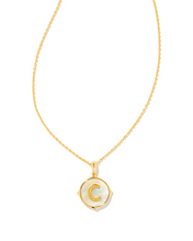 Load image into Gallery viewer, Kendra Scott Gold Letter Disc Pendant In Iridescent Abalone