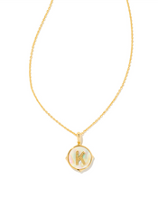 Load image into Gallery viewer, Kendra Scott Gold Letter Disc Pendant In Iridescent Abalone