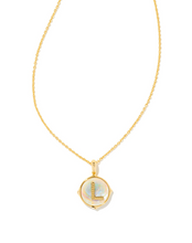 Load image into Gallery viewer, Kendra Scott Gold Letter Disc Pendant In Iridescent Abalone