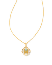 Load image into Gallery viewer, Kendra Scott Gold Letter Disc Pendant In Iridescent Abalone