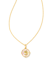 Load image into Gallery viewer, Kendra Scott Gold Letter Disc Pendant In Iridescent Abalone