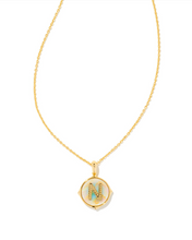 Load image into Gallery viewer, Kendra Scott Gold Letter Disc Pendant In Iridescent Abalone