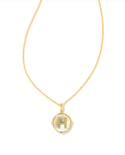 Load image into Gallery viewer, Kendra Scott Gold Letter Disc Pendant In Iridescent Abalone
