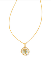 Load image into Gallery viewer, Kendra Scott Gold Letter Disc Pendant In Iridescent Abalone