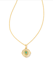 Load image into Gallery viewer, Kendra Scott Gold Letter Disc Pendant In Iridescent Abalone