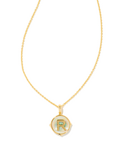 Load image into Gallery viewer, Kendra Scott Gold Letter Disc Pendant In Iridescent Abalone