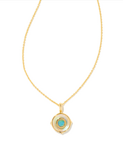 Load image into Gallery viewer, Kendra Scott Gold Letter Disc Pendant In Iridescent Abalone