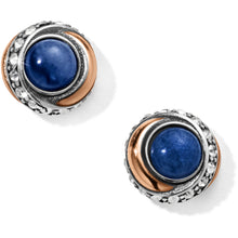Load image into Gallery viewer, Brighton Neptune's Rings Brazil Blue Quartz Button Earrings
