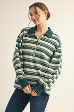 Load image into Gallery viewer, Quarter Zip Striped Top
