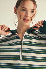 Load image into Gallery viewer, Quarter Zip Striped Top
