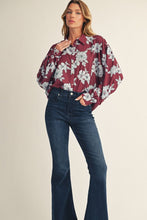 Load image into Gallery viewer, Burgundy Floral Top

