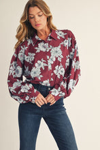 Load image into Gallery viewer, Burgundy Floral Top
