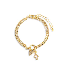 Load image into Gallery viewer, Heart + Cross Layered Charm Bracelet
