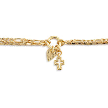 Load image into Gallery viewer, Heart + Cross Layered Charm Bracelet
