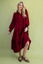 Load image into Gallery viewer, Burgundy Tiered Dress
