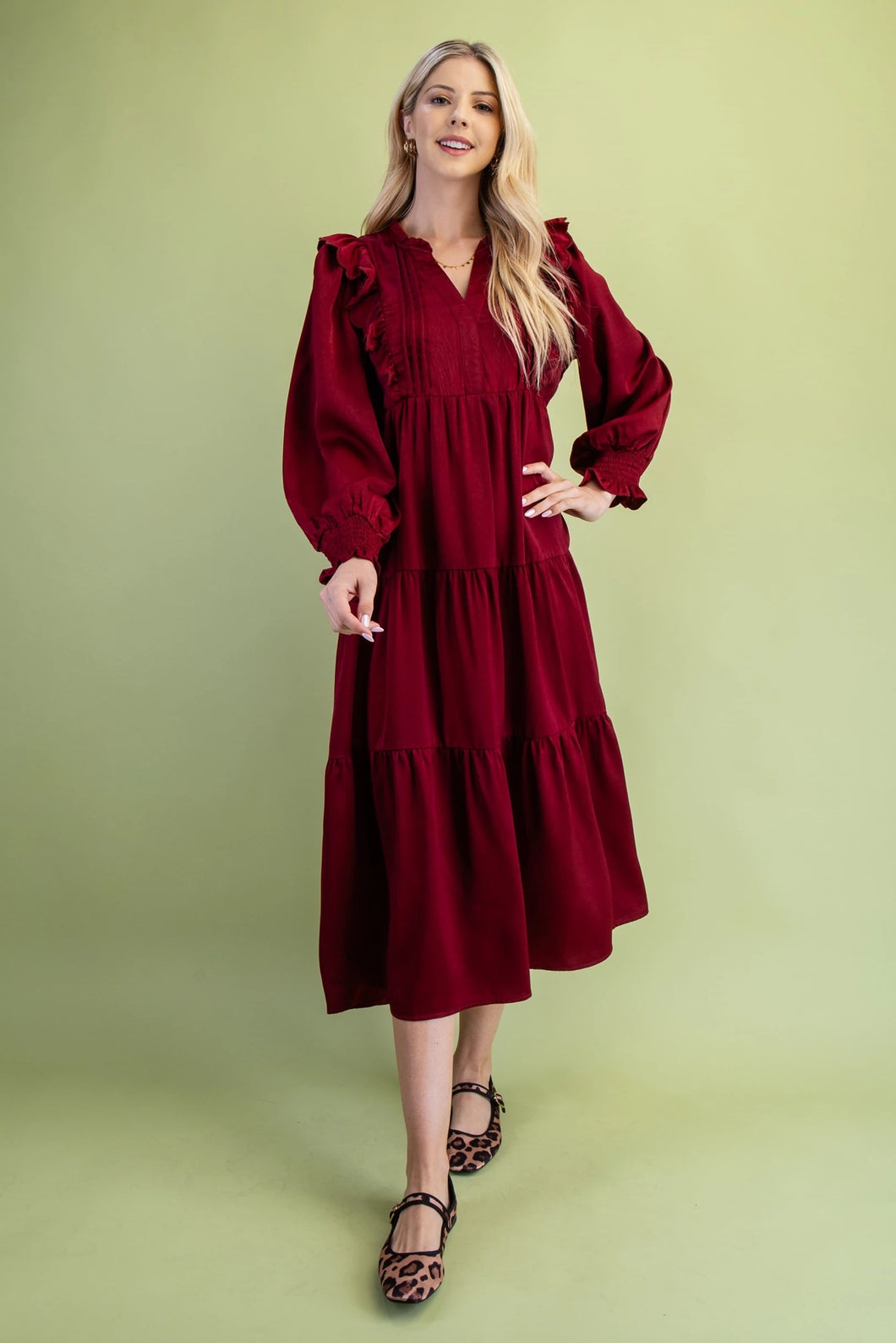 Burgundy Tiered Dress Small Burgundy Tiered Dress Small