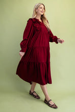 Load image into Gallery viewer, Burgundy Tiered Dress
