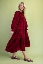 Load image into Gallery viewer, Burgundy Tiered Dress
