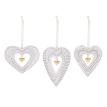 Load image into Gallery viewer, Heart Gold Charm Ornament Set
