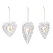 Load image into Gallery viewer, Heart Gold Charm Ornament Set
