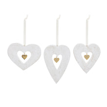 Load image into Gallery viewer, Heart Gold Charm Ornament Set
