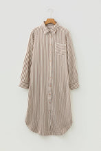 Load image into Gallery viewer, Brown Stripe Midi Shirt Dress
