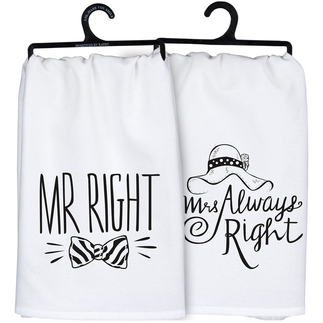 Mr. & Mrs. Right Hand Towel