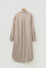 Load image into Gallery viewer, Brown Stripe Midi Shirt Dress

