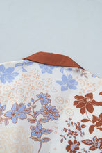 Load image into Gallery viewer, White Floral Print Colorblock Blouse
