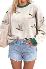 Load image into Gallery viewer, Beige Ribbed Duck Print Crewneck
