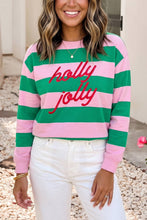 Load image into Gallery viewer, Holly Jolly Embroidered Stripe Sweatshirt

