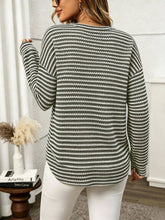 Load image into Gallery viewer, Waffle Knit Striped Long Sleeve Top
