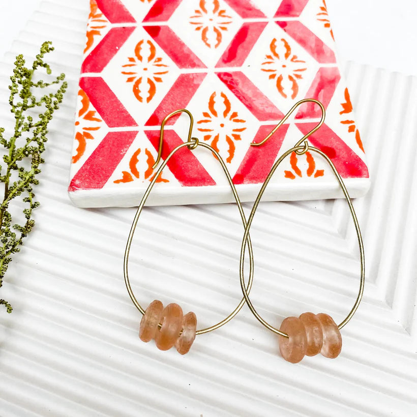Glass And Brass Earrings