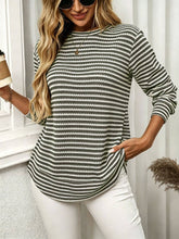 Load image into Gallery viewer, Waffle Knit Striped Long Sleeve Top
