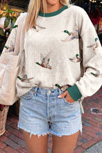 Load image into Gallery viewer, Beige Ribbed Duck Print Crewneck

