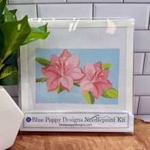 Load image into Gallery viewer, Azaleas Needlepoint Kit (on blue)
