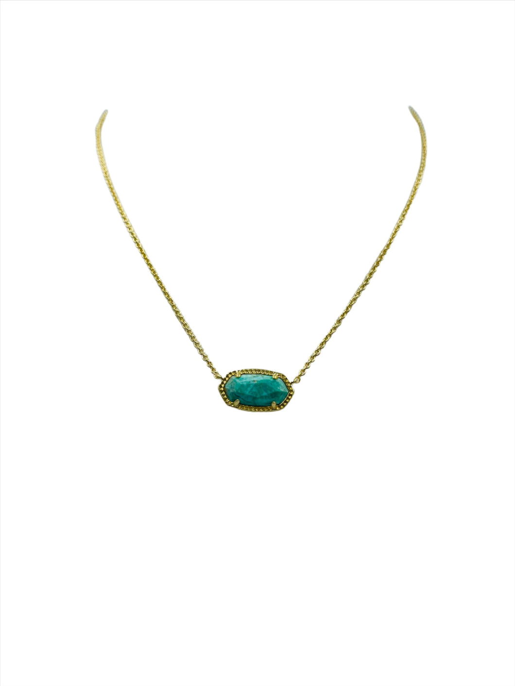 Kendra Scott Elisa Necklace Gold Sea Green Chrysocolla