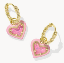 Load image into Gallery viewer, Kendra Scott Ari Heart Enamel Frame Huggie Earrings
