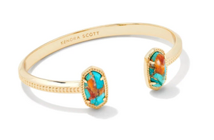 Kendra Scott Elton Gold Cuff in Bronze Veined Turquoise Red Oyster