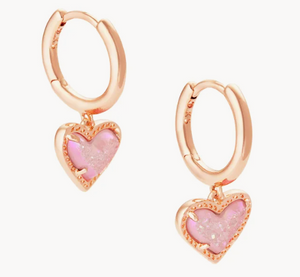 Kendra Scott Ari Heart Huggie Earrings in Rose Gold