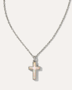 Kendra Scott Cross Pendant Necklace in White Opal