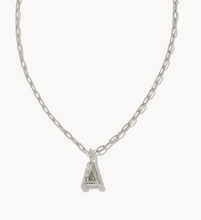 Load image into Gallery viewer, Kendra Scott Crystal Letter Short Pendant Necklace in Silver
