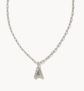 Kendra Scott Crystal Letter Short Pendant Necklace in Silver