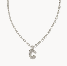 Load image into Gallery viewer, Kendra Scott Crystal Letter Short Pendant Necklace in Silver
