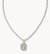 Load image into Gallery viewer, Kendra Scott Crystal Letter Short Pendant Necklace in Silver
