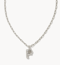 Load image into Gallery viewer, Kendra Scott Crystal Letter Short Pendant Necklace in Silver
