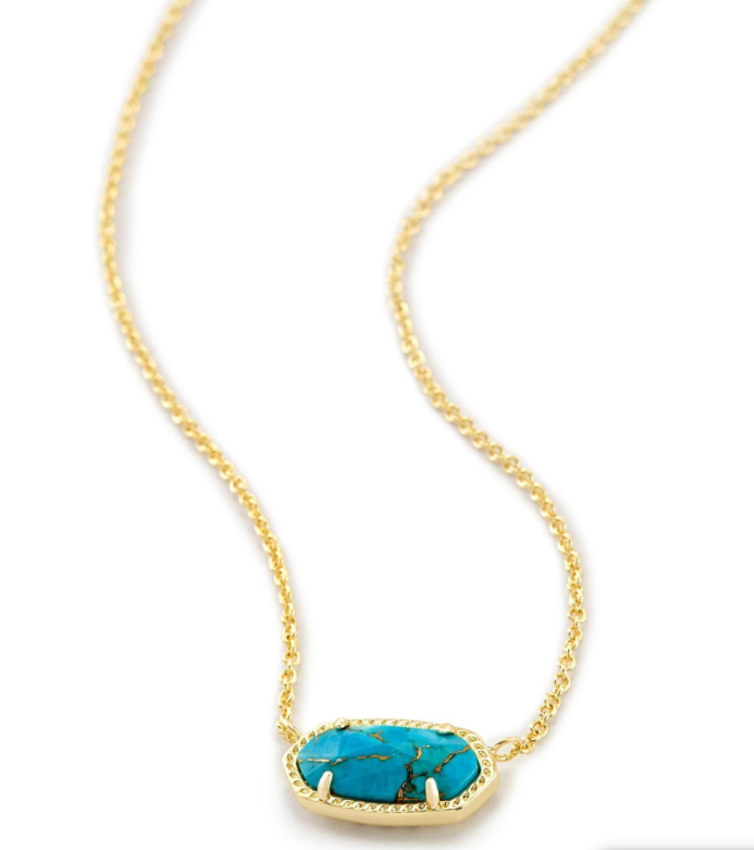 Kendra Scott Gold Elisa Necklace in Bronze Veined Turquoise