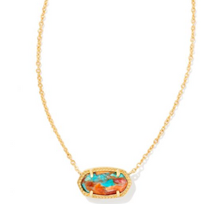 Kendra Scott Gold Elisa Necklace in Bronze Veined Turquoise Red Oyster