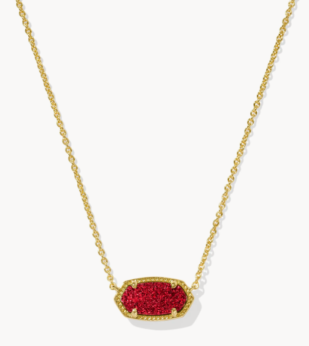 Kendra Scott Gold Elisa Necklace in Red Drusy